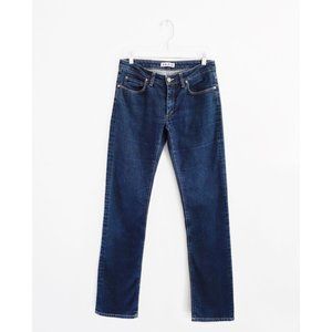 Acne Dark Blue Hep Raw Straight Jeans 32 fit 28 29